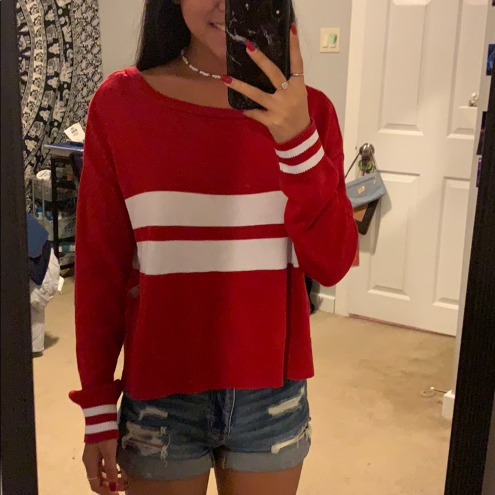 long sleeve shirt with stripes in middle